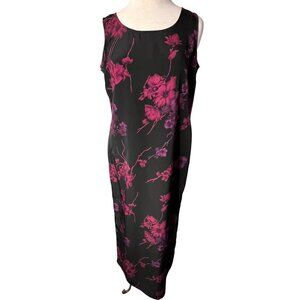 JM Collection Women's Floral Sleeveless Midi Dress Slit Size M Goth Sheath